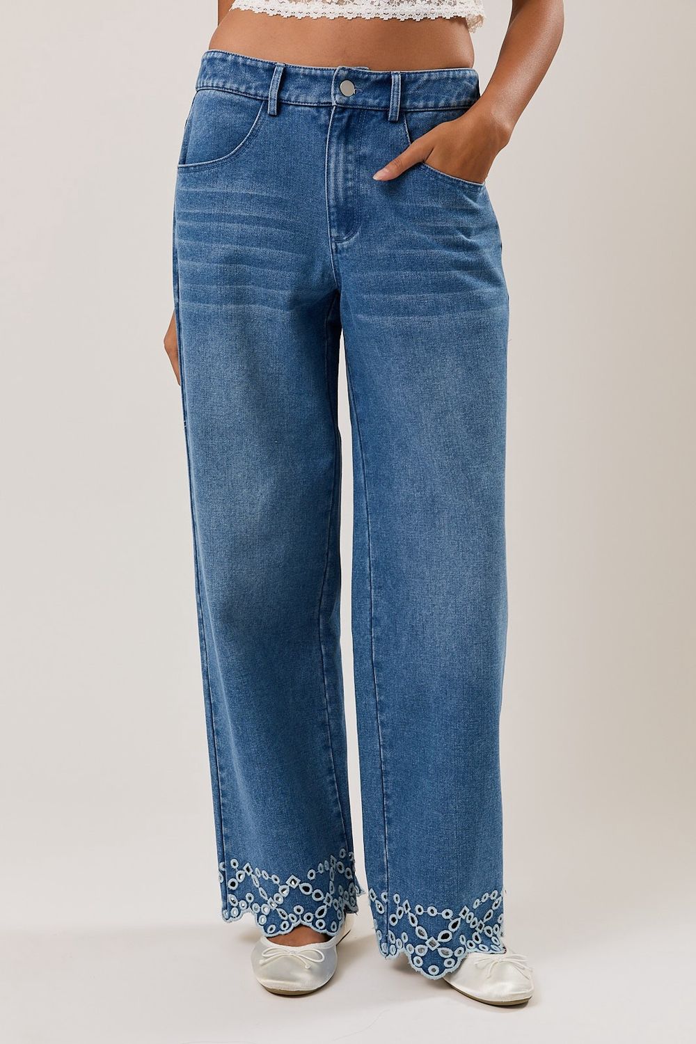 Free Will Detailed Hem Jeans - Denim