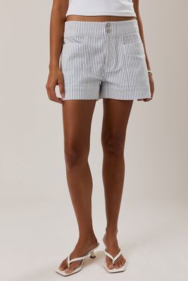 Just A Thought Striped Shorts - White/Blue Stripe