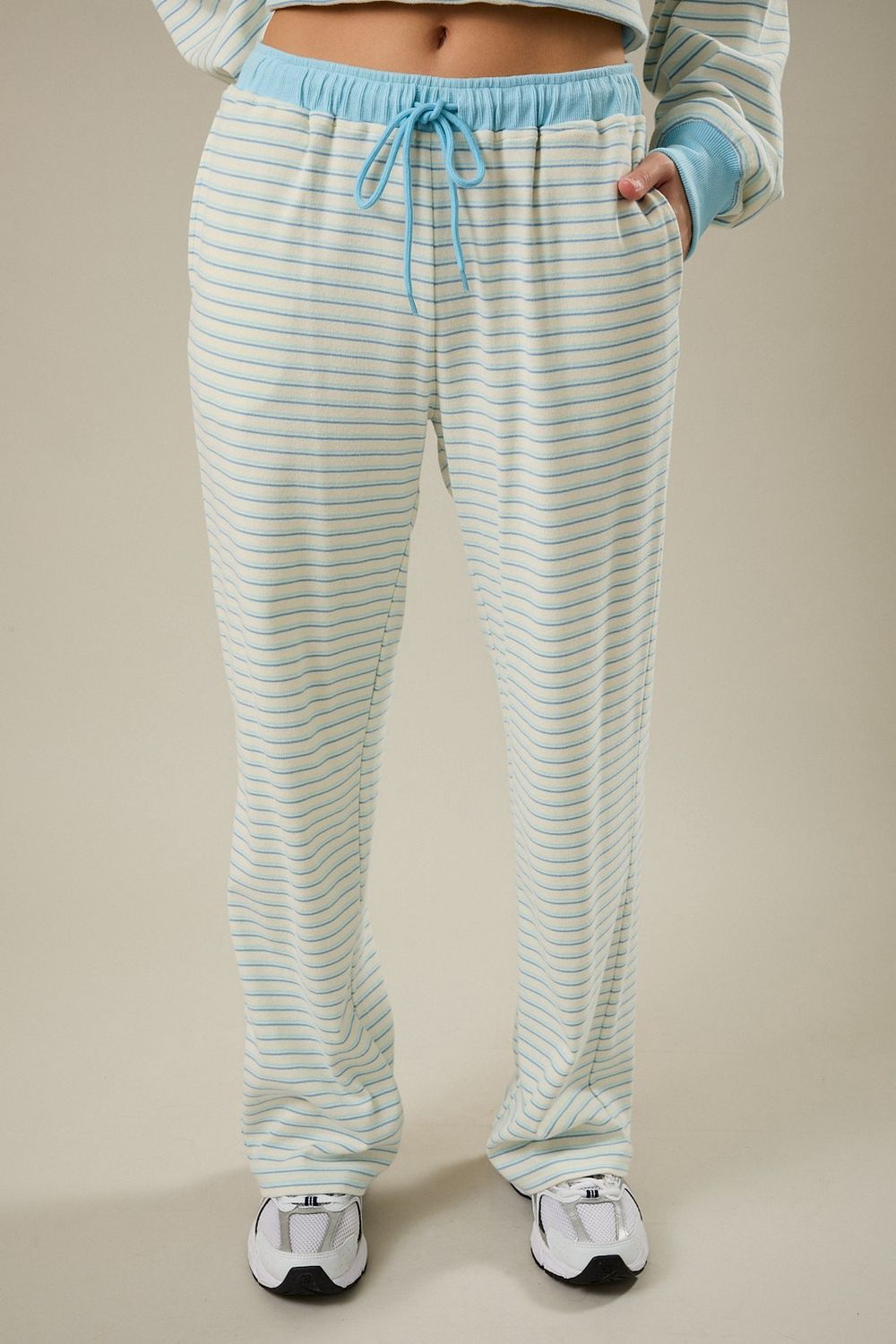 Coastal Stripe Pants - Cream/Light Blue Stripe