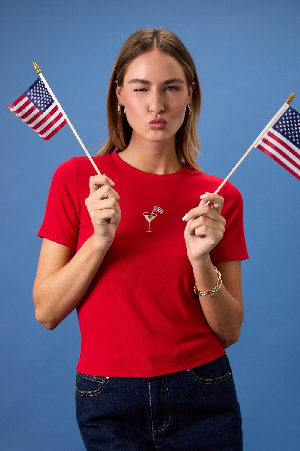 Flag In A Martini Baby T-Shirt - Red