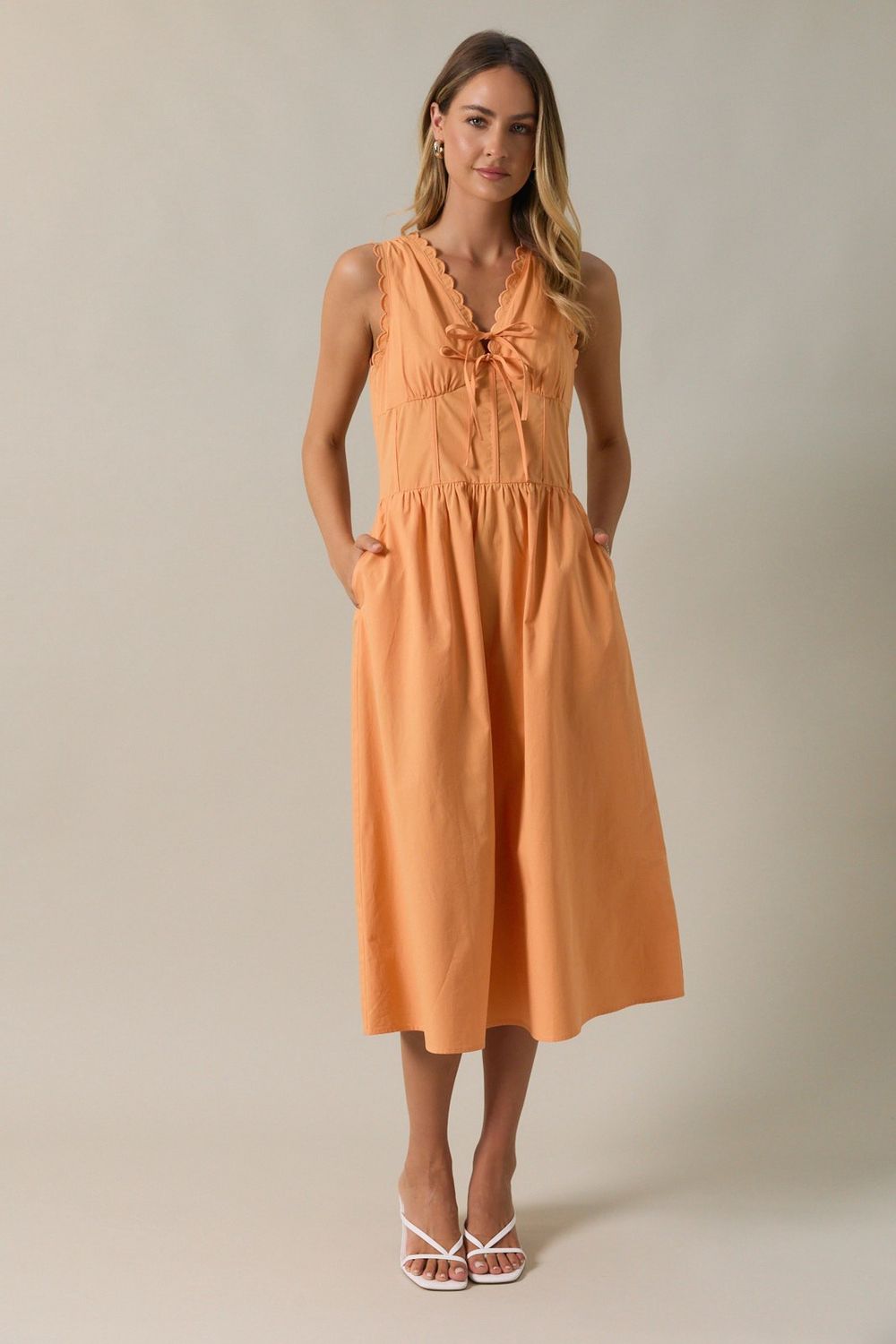 Stand By Sleeveless Dress - Orange