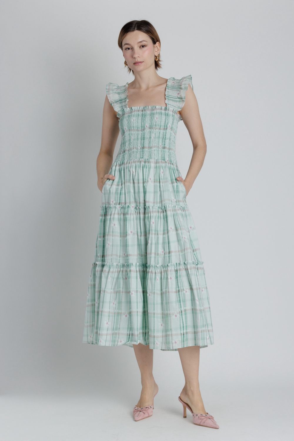The Garden Party Tiered Midi Dress - Green