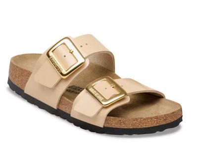 Sydney Luxe Buckle Patent Sandal - Sand