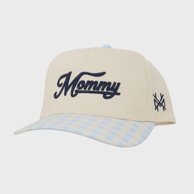 Mommy Trucker Hat - Retro Blue Check/Natural