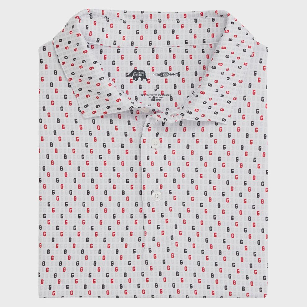 UGA Vintage G Printed Performance Polo - White