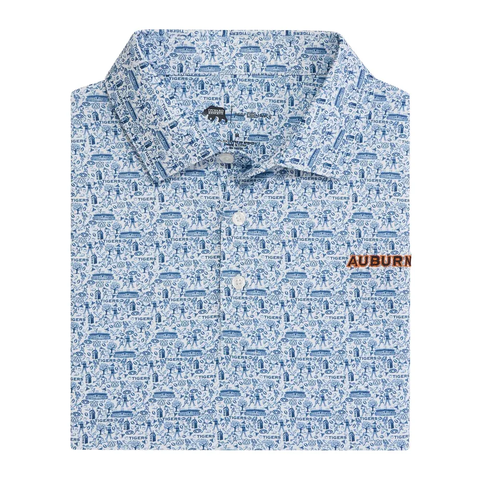 Auburn Icons Printed Performance Polo - White