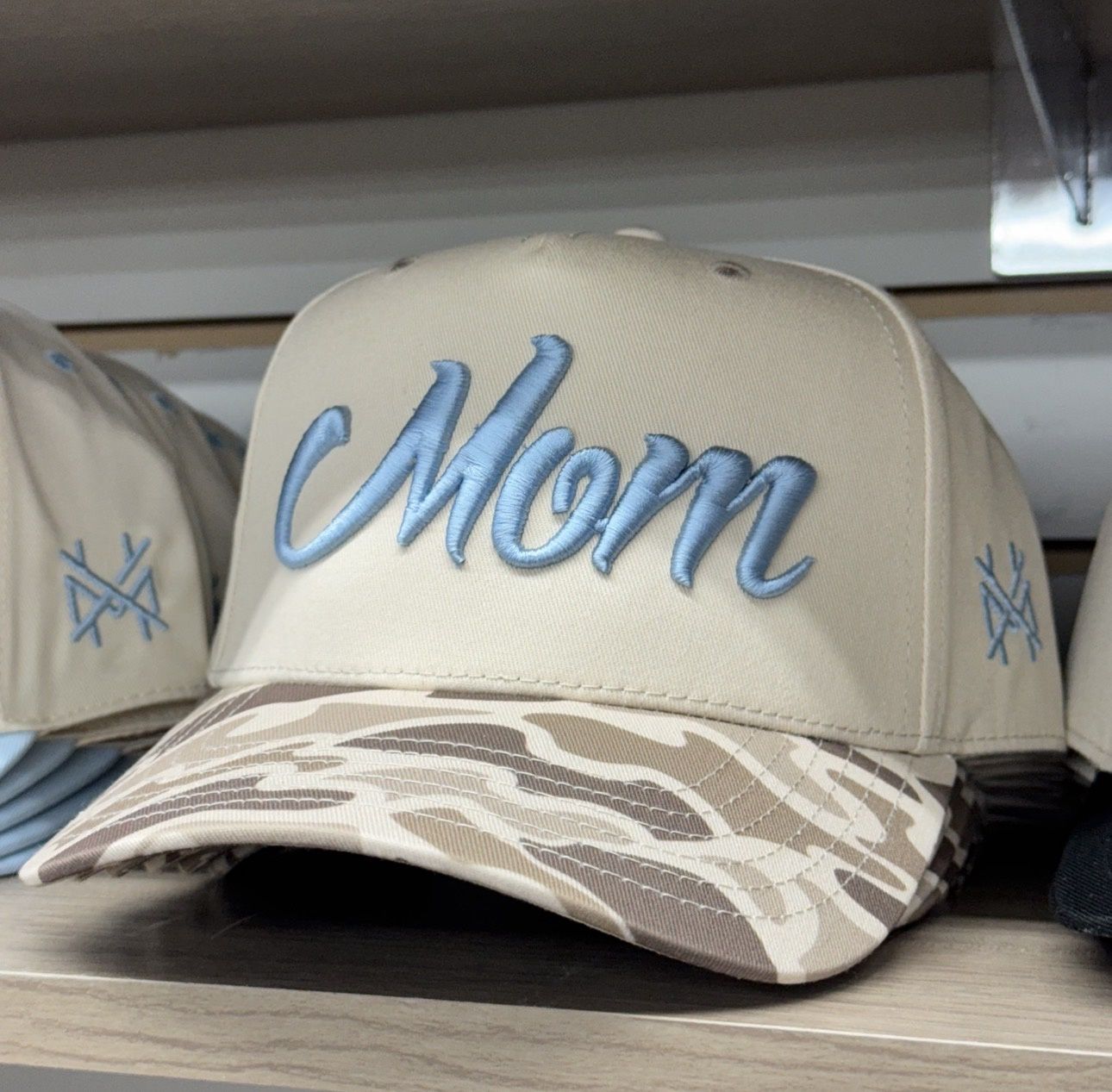 Mom Trucker Hat - Field Camo/Natural/Light Blue