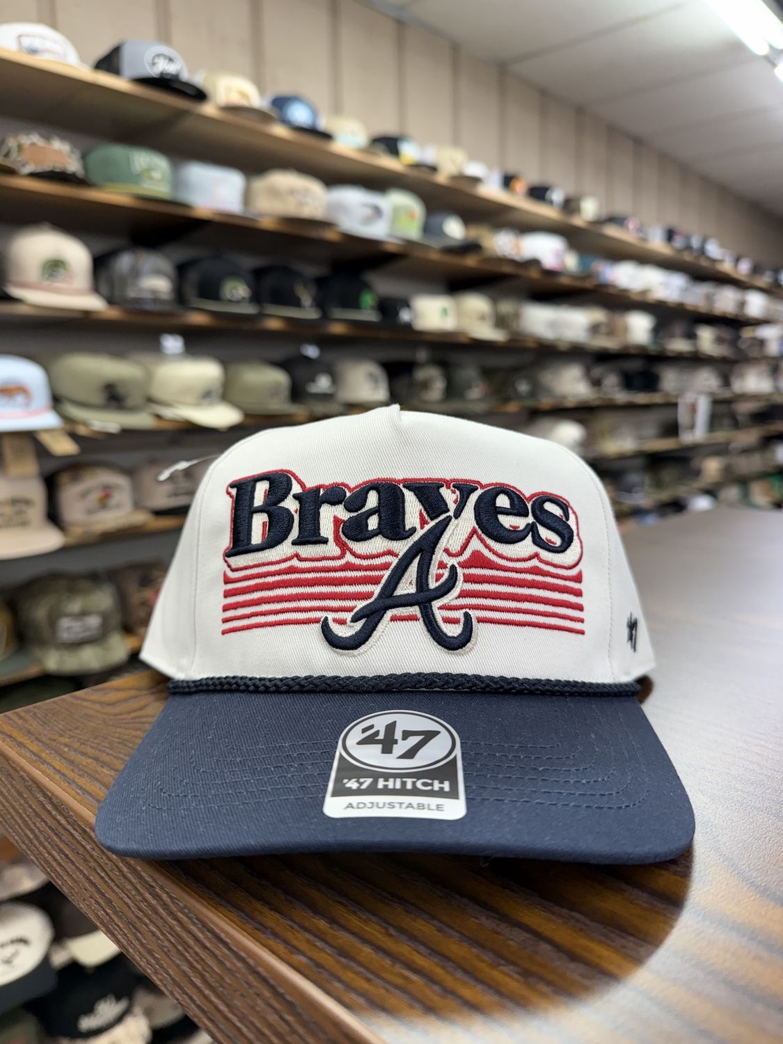 Atlanta Braves Sandstone Script Fade Rope Hat