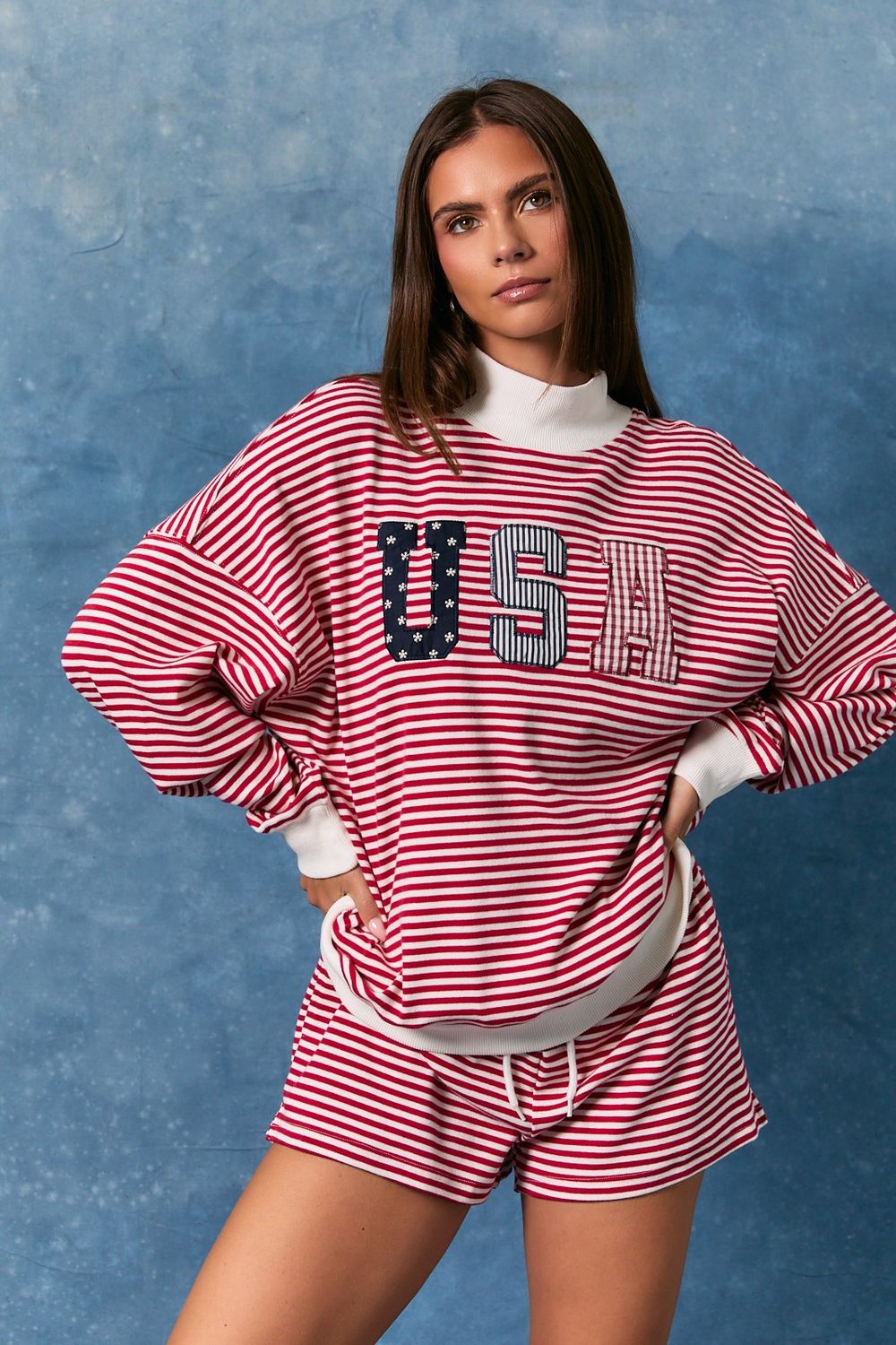 USA Striped Sweatshirt - Red/White Stripe