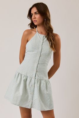 Loved By You Mini Dress - Sage Gingham