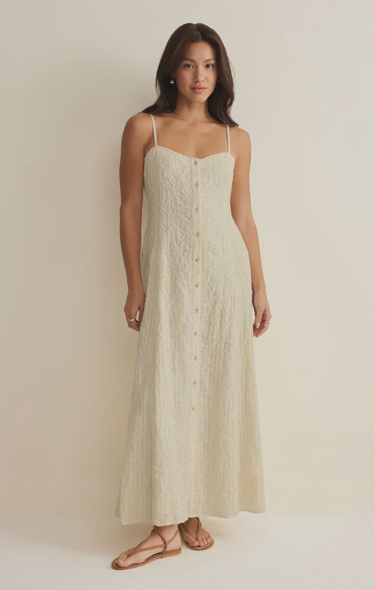 Angel Eyes Textured Midi Dress - Champagne