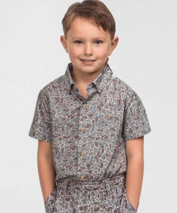 Boy's Hunters Hideaway Baja Short Sleeve Button Up - Ridgeline