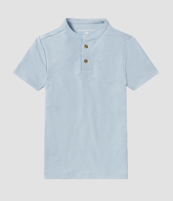 Boy's Max Comfort Short Sleeve Henley - Blue Pearl