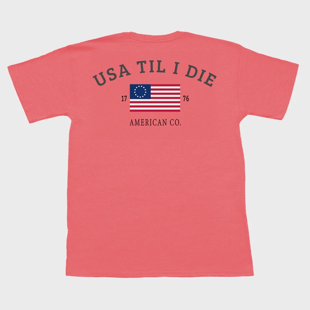 USA Til I Die Flag Short Sleeve Tee - Nantucket Red