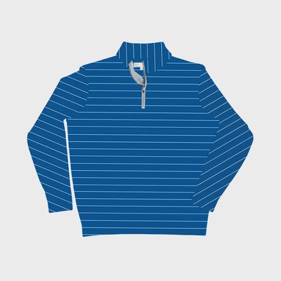 Camellia Cotton Lyocell 1/4 Zip Pullover - Classic Blue/Sky Blue