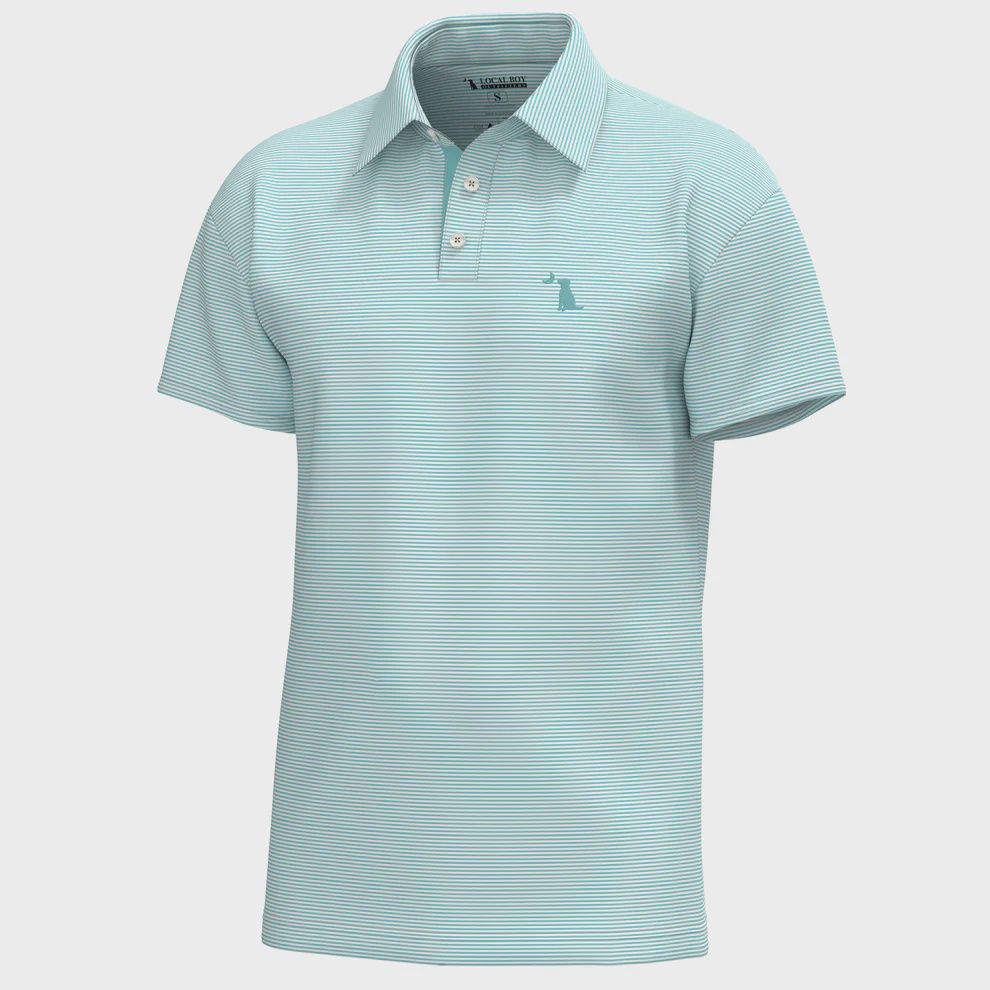 Palms Polo - Aqua/White