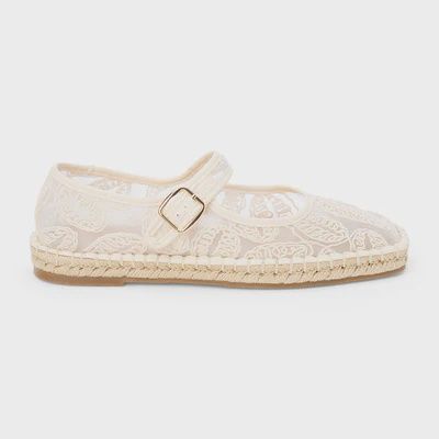 Meg Mary Jane Flat - Ivory Floral