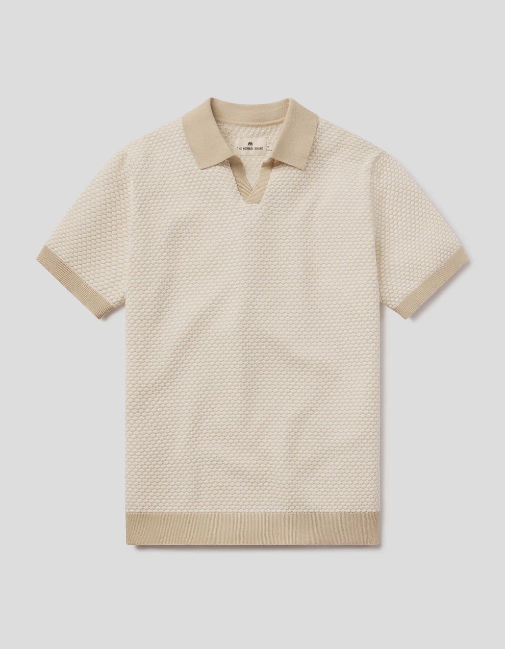 Robles Knit Jacquard Polo - Ivory/Khaki