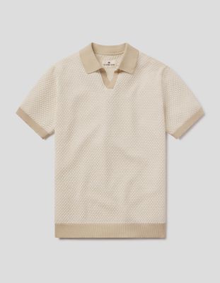 Robles Knit Jacquard Polo - Ivory/Khaki