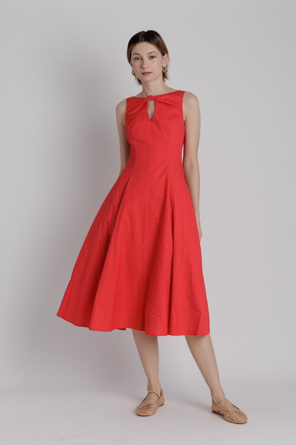 The Sloane Keyhole Midi Dress - Red