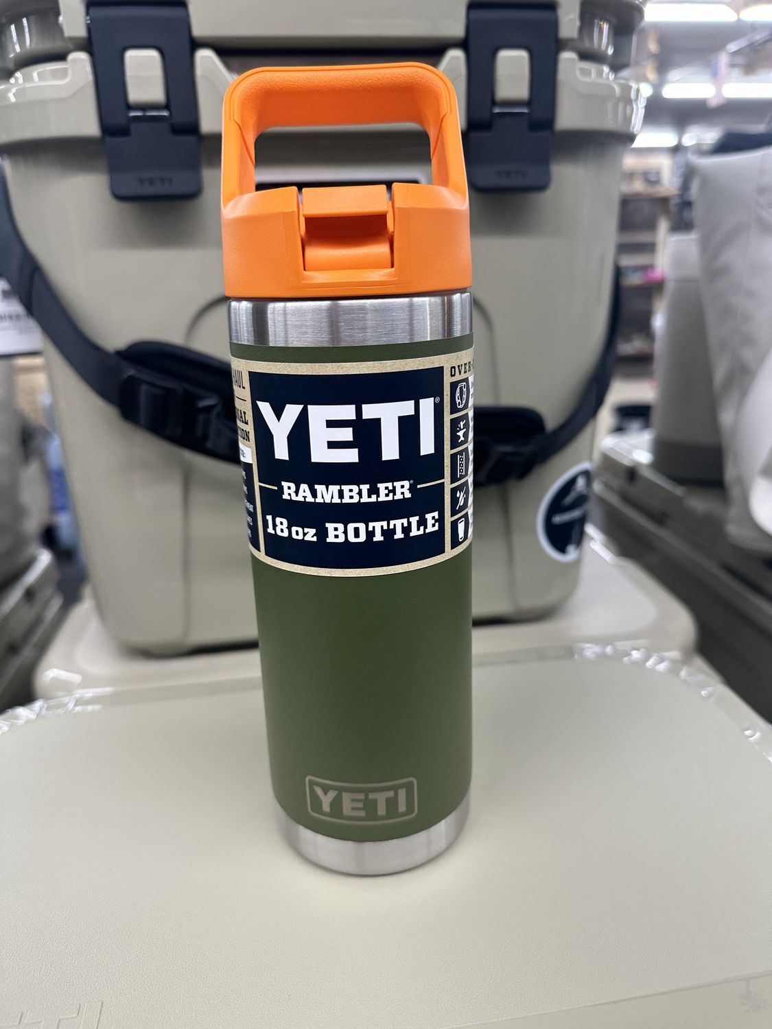 Rambler 18oz Water Bottle W/ Straw Cap - Olive/ King Crab Orange
