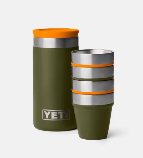 Shot Glasses &amp; Case - Olive/ King Crab Orange