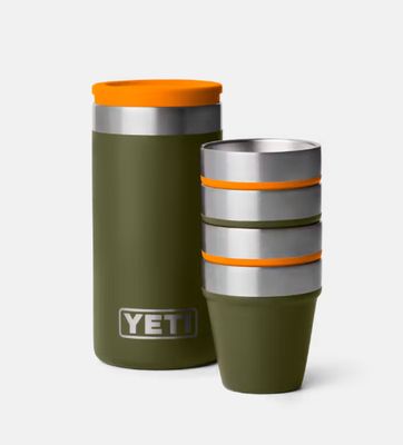 Shot Glasses &amp; Case - Olive/ King Crab Orange