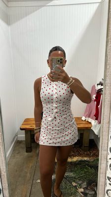 Polka Dot Skort Mid Waist - White / Red Dot