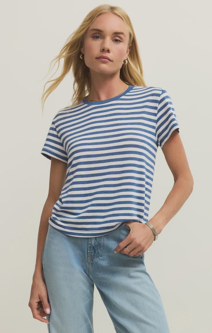 Tourist Striped Tee - Calypso Blue Indigo
