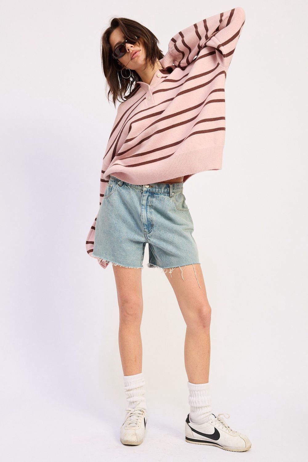 Denim Shorts W/ Raw Edge Hem - Denim