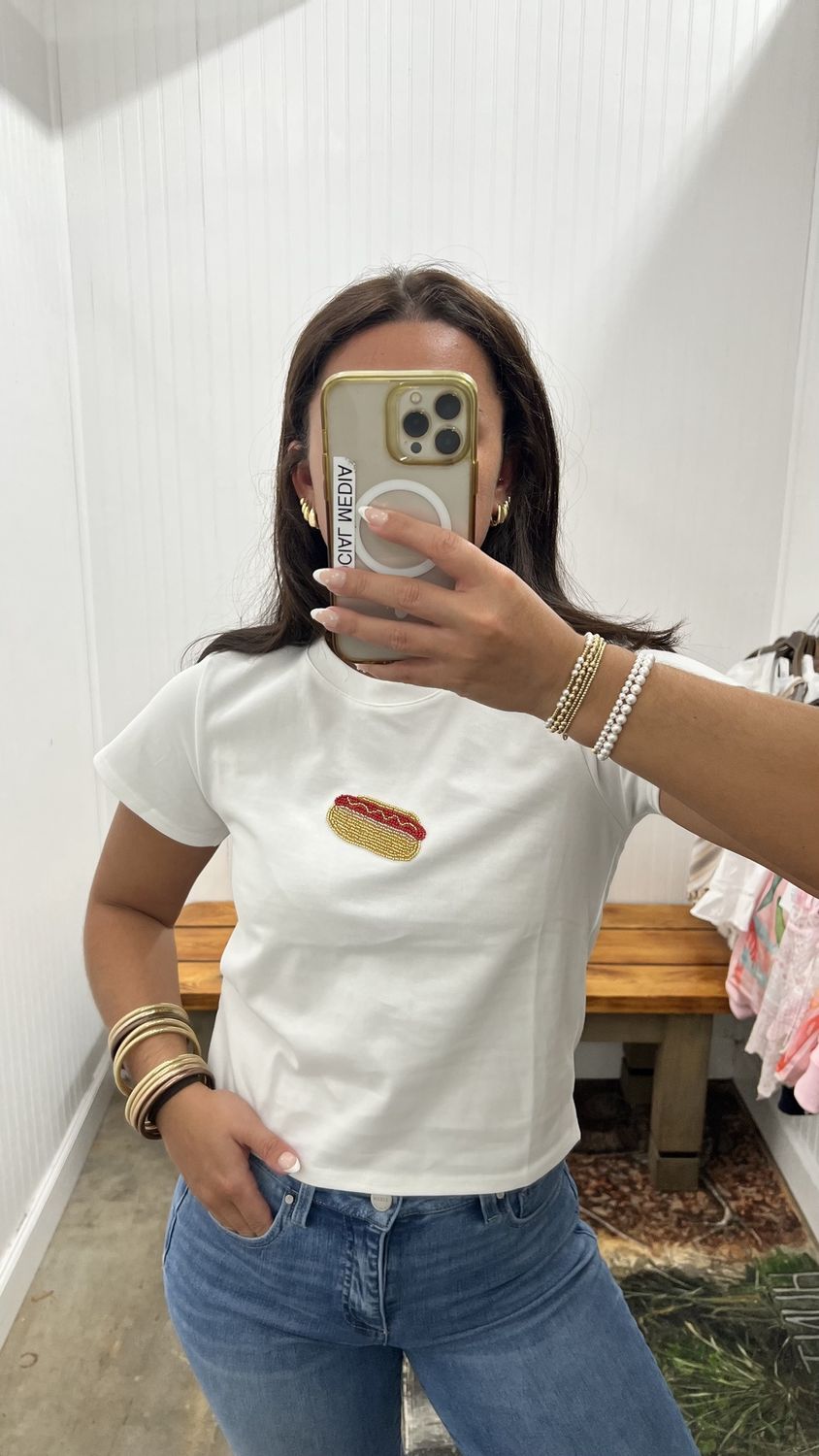 Bad Day To Be A Hot Dog Graphic Short Sleeve T-Shirt - Off White