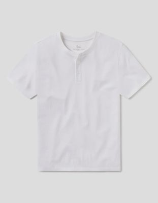 Men's Normal Jersey Henley Short Sleeve Tee - White