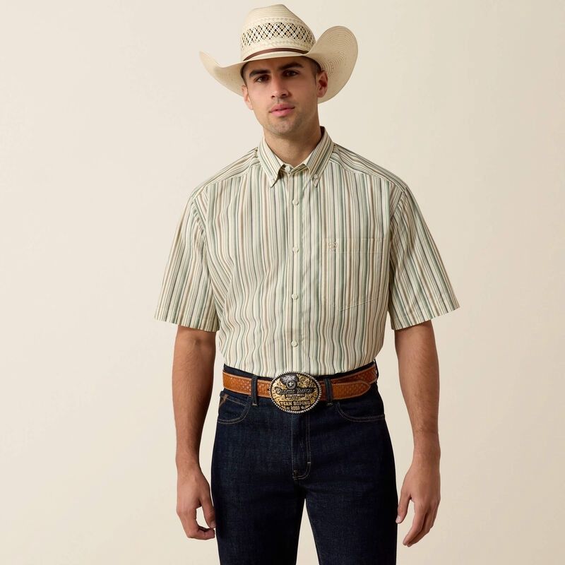 Mens Pro Series Stevie Classic Fit Shirt - White Multi Stripe