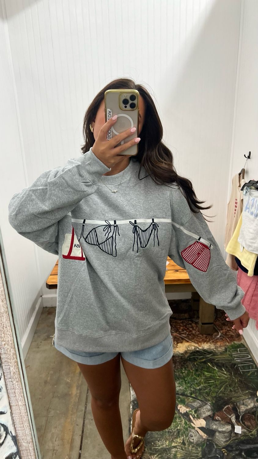 Hanging Line Graphic Sweatshirt - H Grey