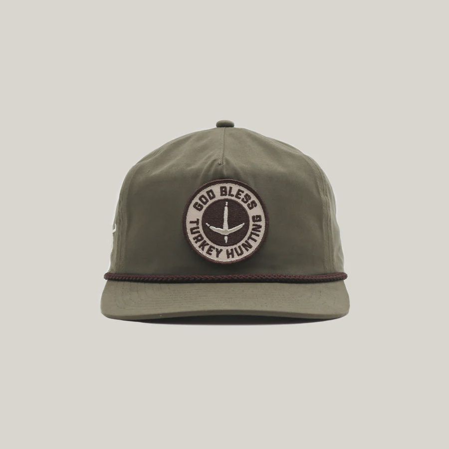 God Bless Turkey Hunting Rope Hat - Olive