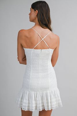 Halter Strap Lace Detail Mini Dress - Off White