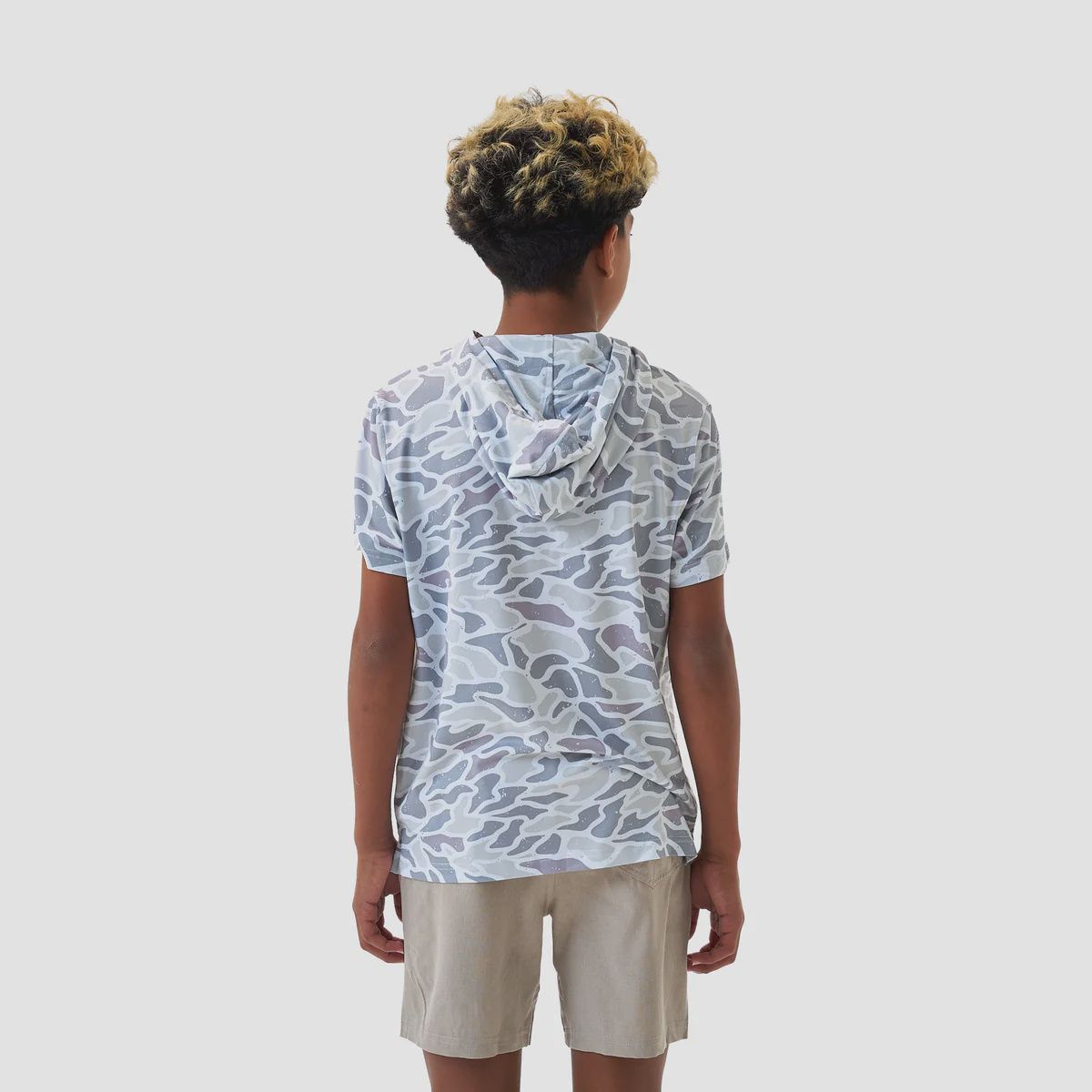 Youth Short Sleeve Performance Hoodie - White Camo