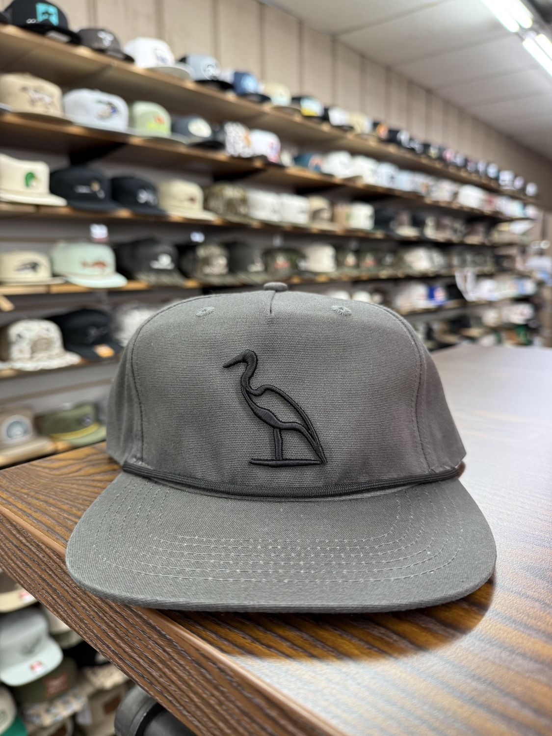 Heron Embroidered Rope Hat - Gunmetal