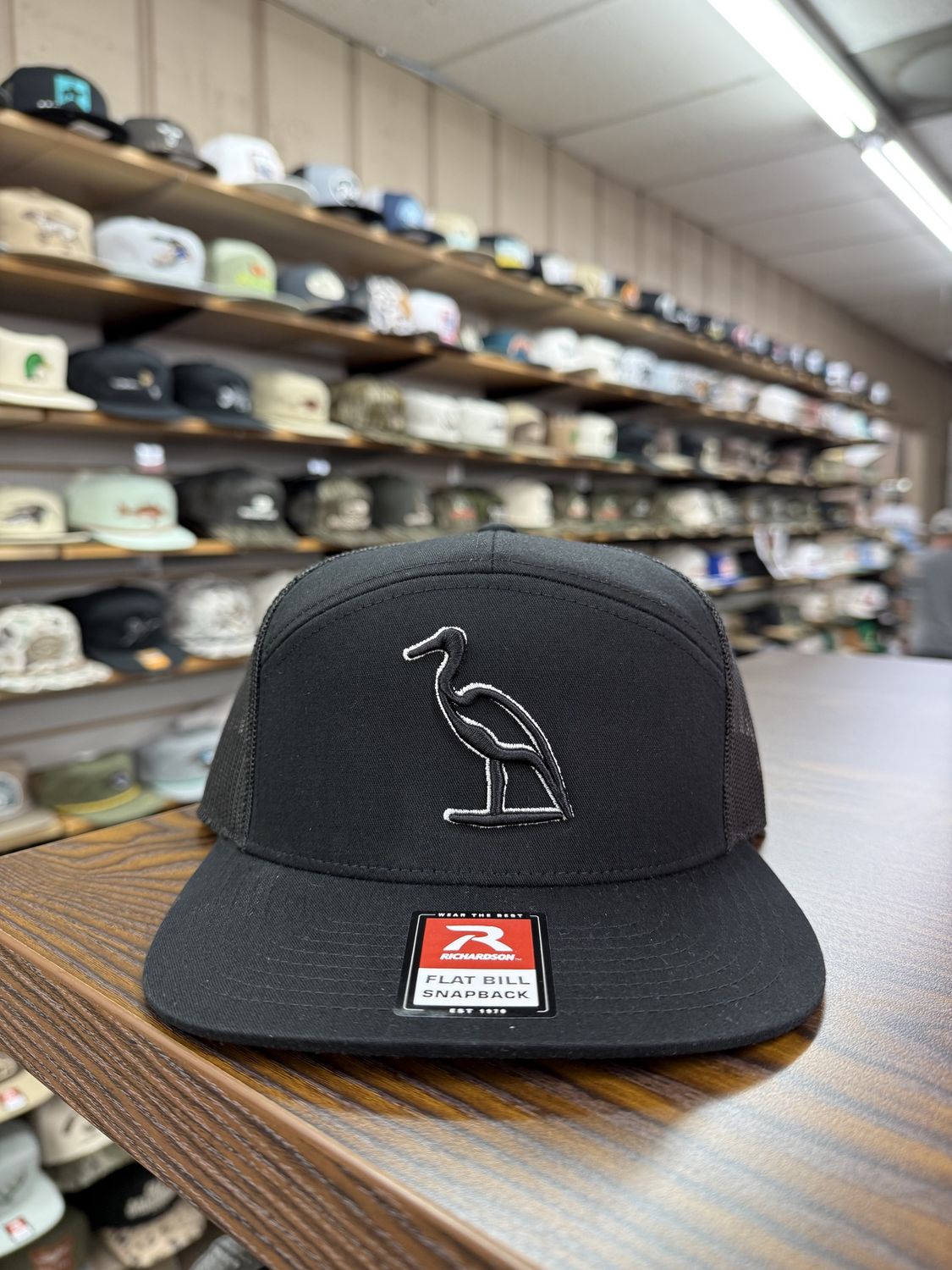 Ghost Heron 7 Panel Hat - Black