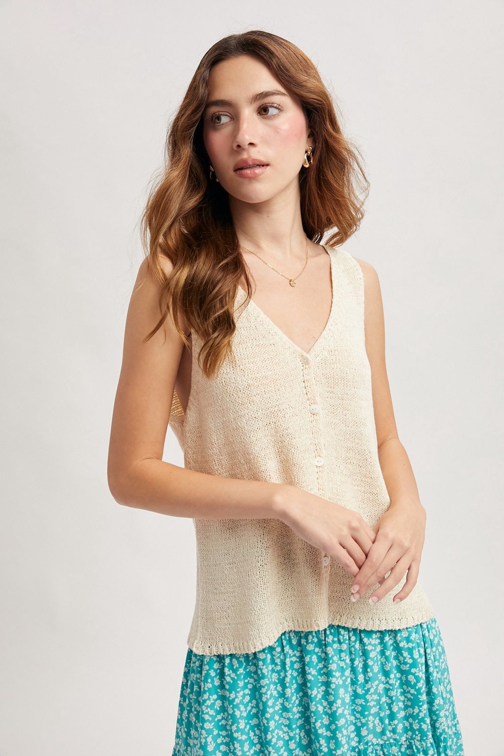 Clara Sleeveless Knit Top - Cream