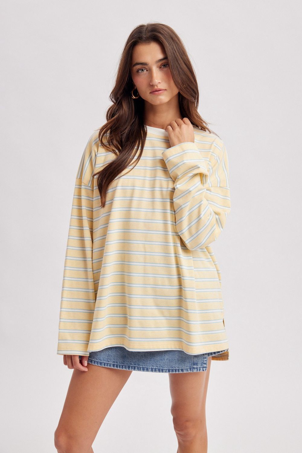 Jessica Long Sleeve Top - Butter / White