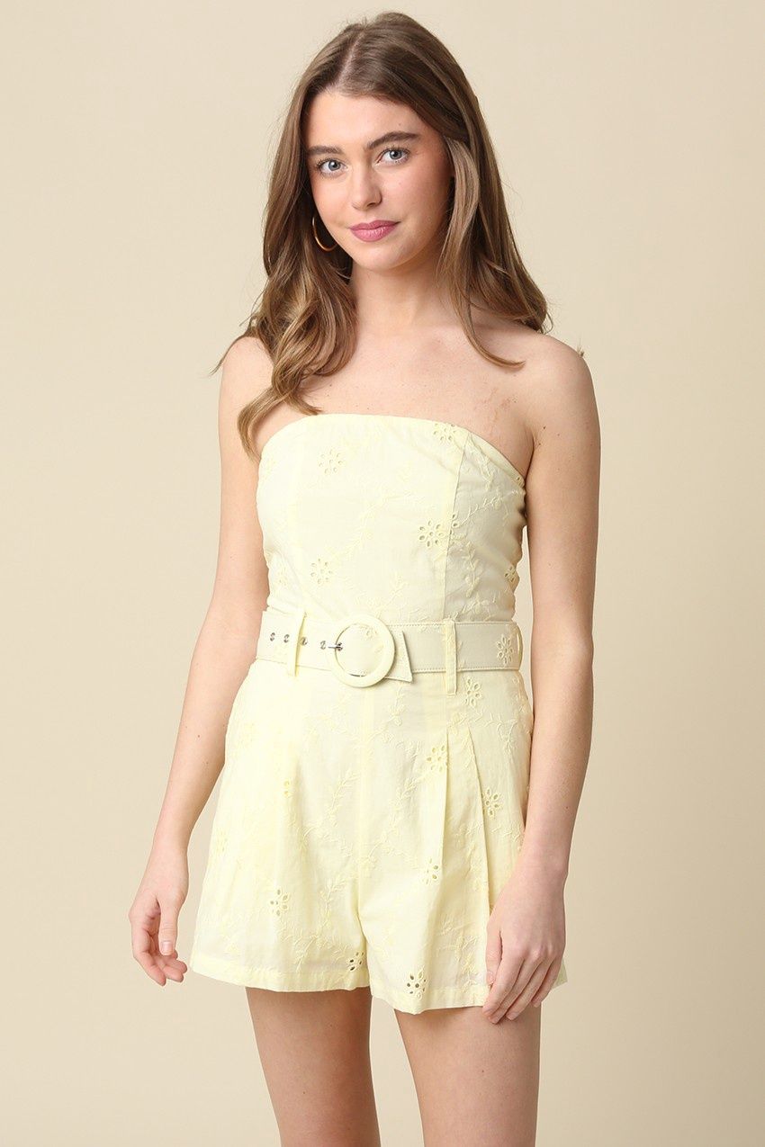 Kaya Strapless Romper - Butter