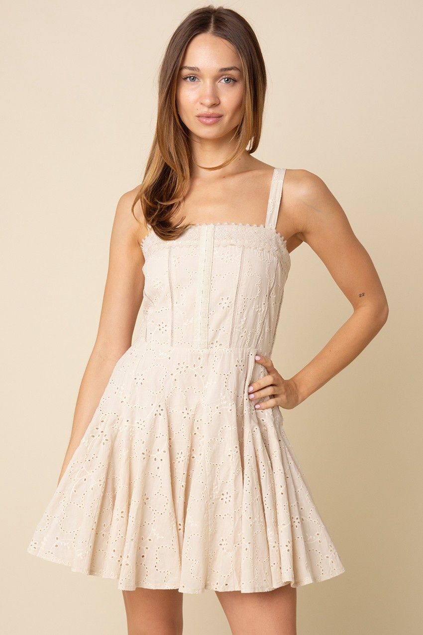 Clara Pleated Mini Dress - Natural