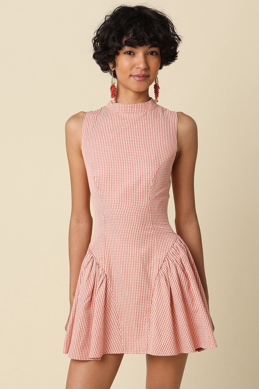 Ella Hem Detail Mini Dress - Terracotta