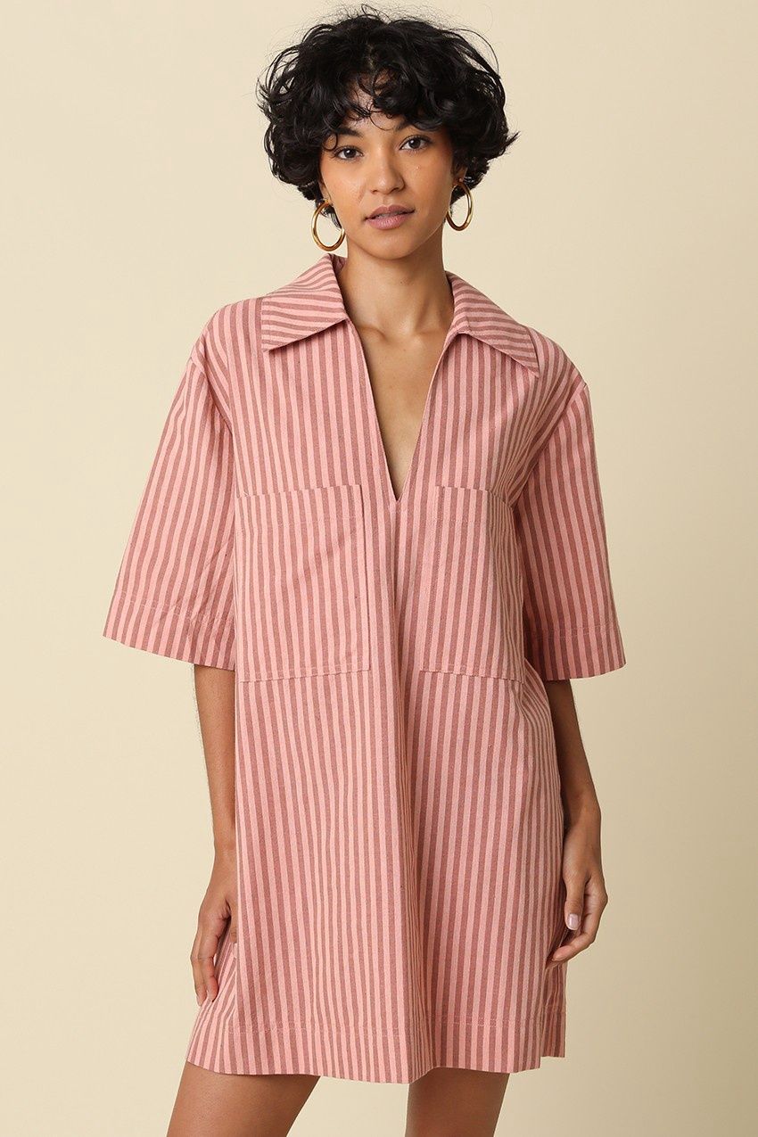 Caroline Mini Dress - Peach Stripe
