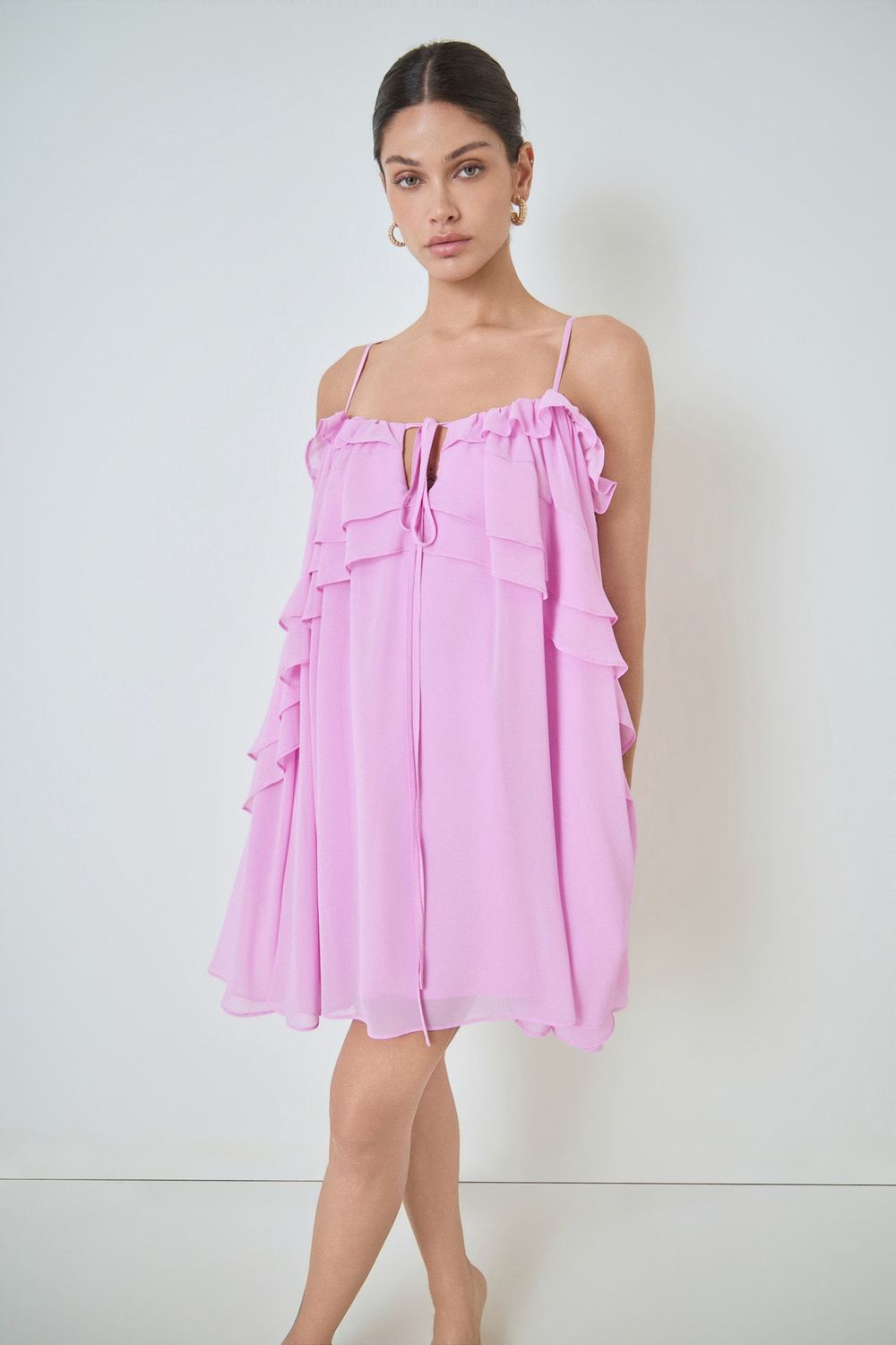 Passing Through Sleeveless Mini Dress - Peony Pink
