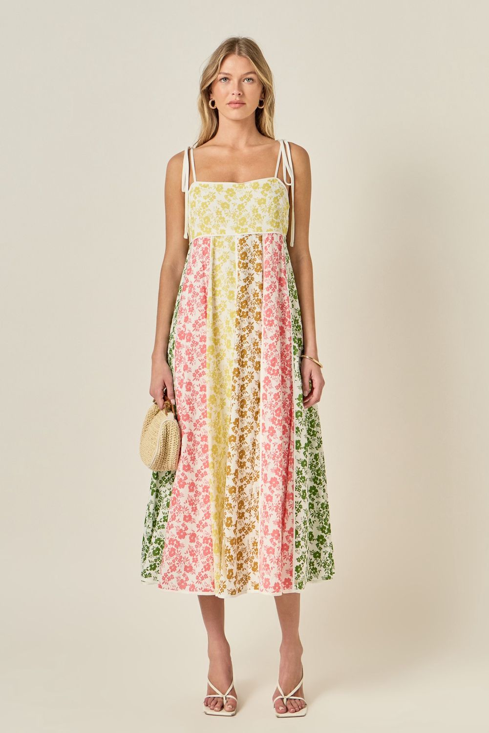 Colorblock Floral Midi Dress - Multi