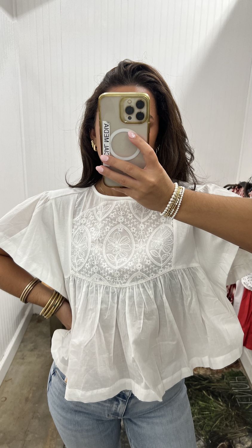 Lydia Short Sleeve Top - Off White