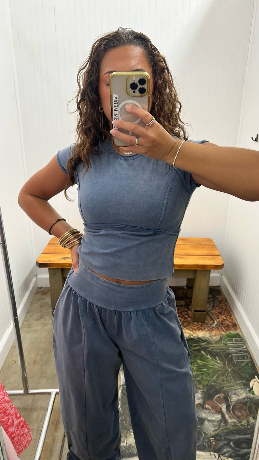 Allison Short Sleeve Top - Denim