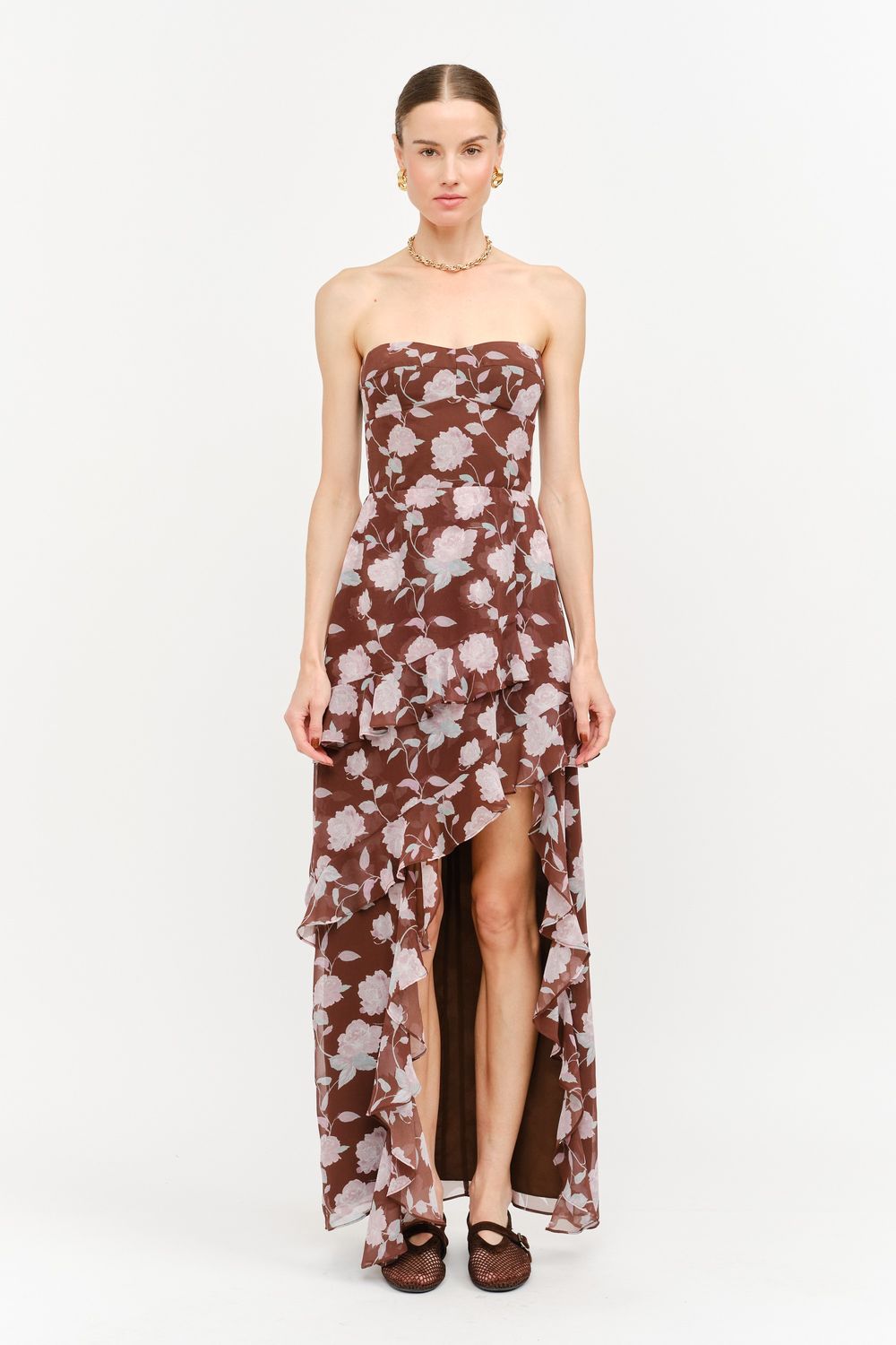Piper Floral Sleeveless Maxi Dress - Brown